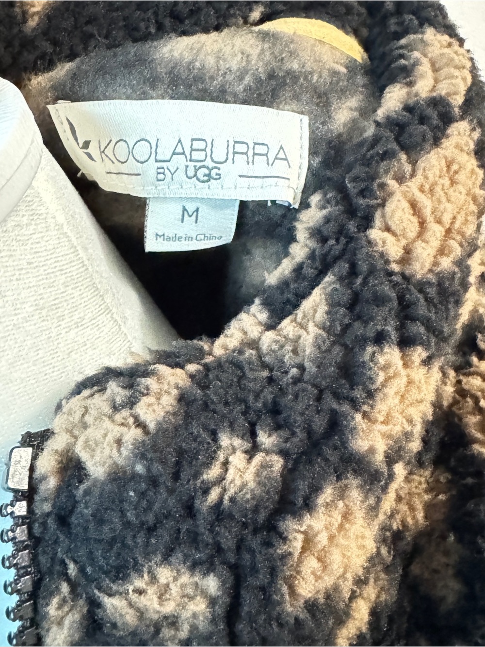 Koolaburra Ugg Sherpa Leopard Print Half-Zip Pullover Sweater size M black cream - Picture 5 of 6